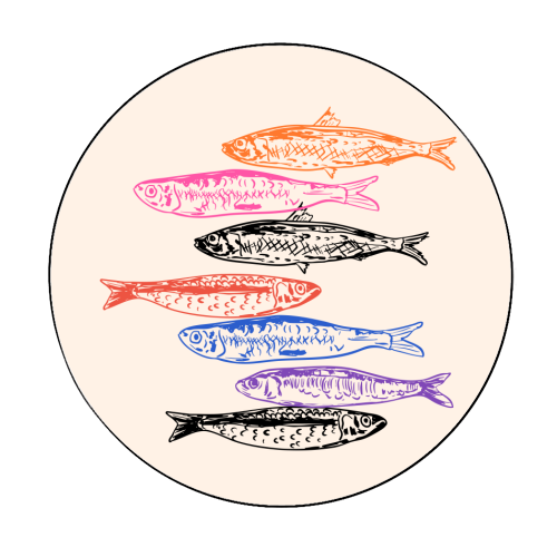 Retro Sardines - Circle Sticker by EZbie