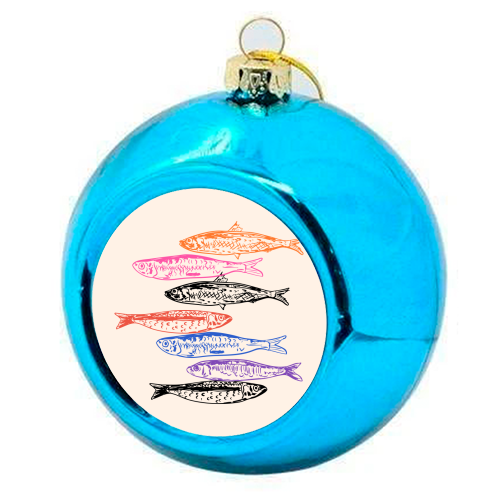 Retro Sardines - colourful christmas bauble by EZbie