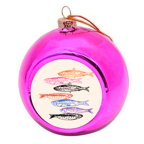 Retro Sardines - colourful christmas bauble by EZbie