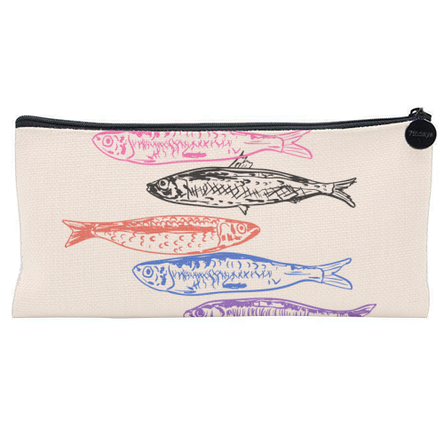 Retro Sardines - flat pencil case by EZbie