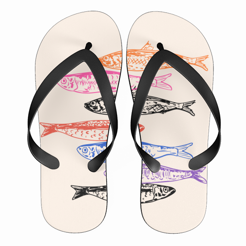 Retro Sardines - funny flip flops by EZbie