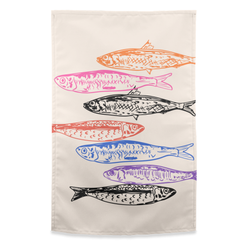 Retro Sardines - funny tea towel by EZbie