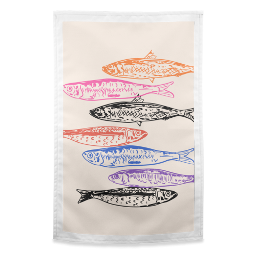 Retro Sardines - funny tea towel by EZbie