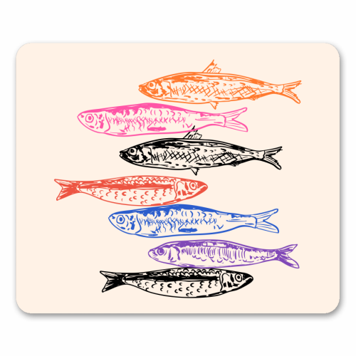 Retro Sardines - mouse mat by EZbie