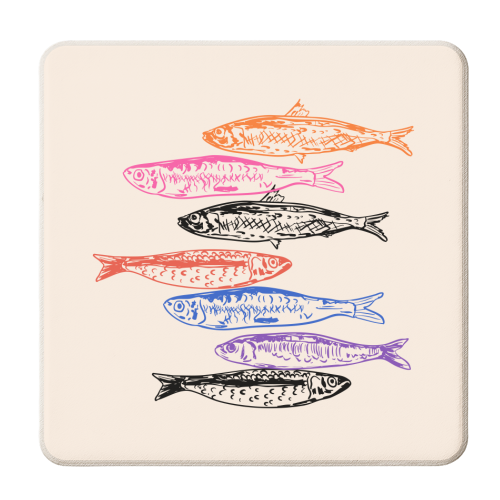Retro Sardines - personalised beer coaster by EZbie