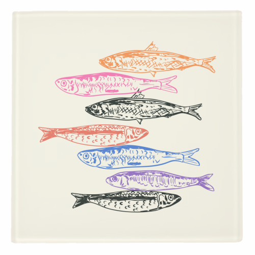 Retro Sardines - personalised beer coaster by EZbie