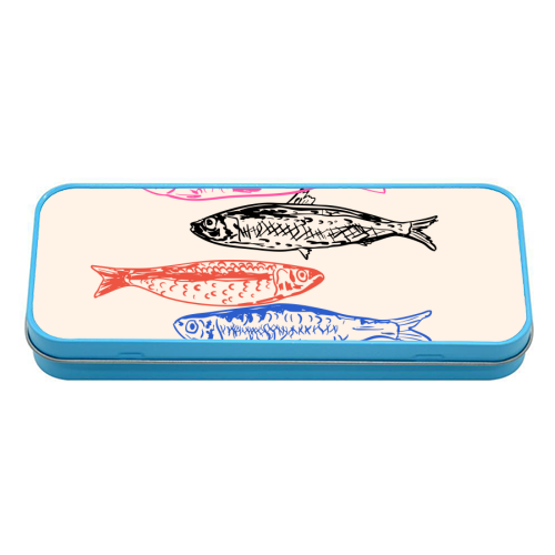Retro Sardines - tin pencil case by EZbie