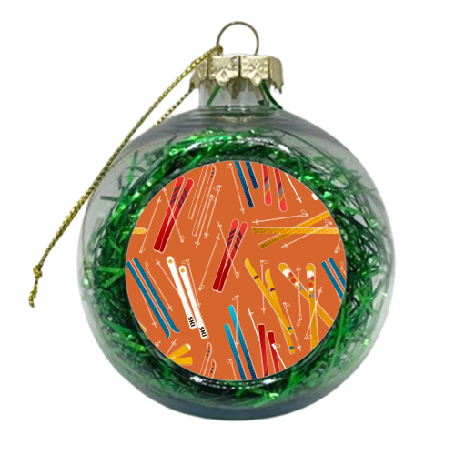 Retro Ski Pattern - xmas bauble by Ania Wieclaw
