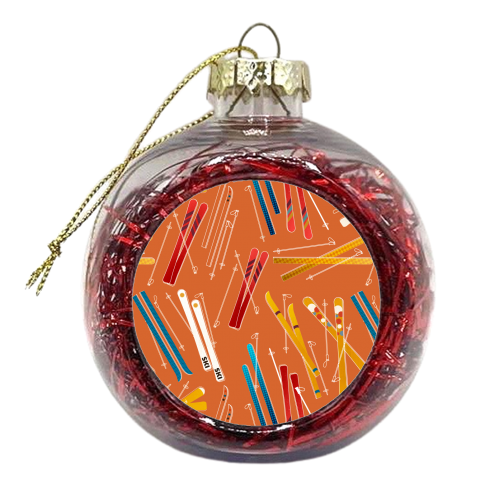 Retro Ski Pattern - xmas bauble by Ania Wieclaw