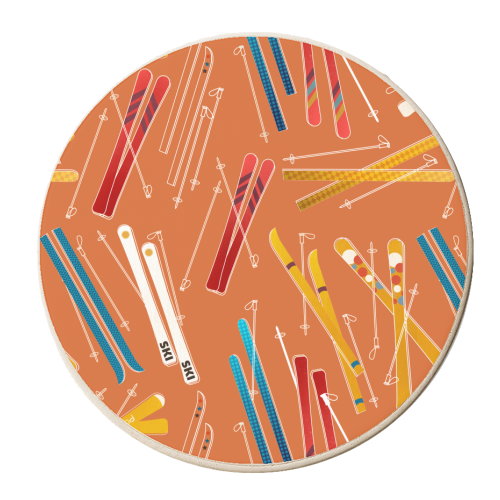 Retro Ski Pattern - personalised beer coaster by Ania Wieclaw