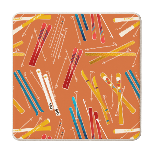 Retro Ski Pattern - personalised beer coaster by Ania Wieclaw