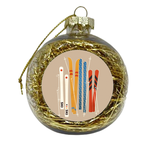 Retro Skis - xmas bauble by Ania Wieclaw