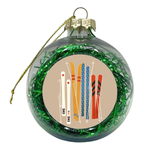 Retro Skis - xmas bauble by Ania Wieclaw