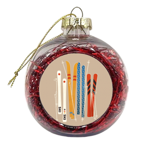 Retro Skis - xmas bauble by Ania Wieclaw