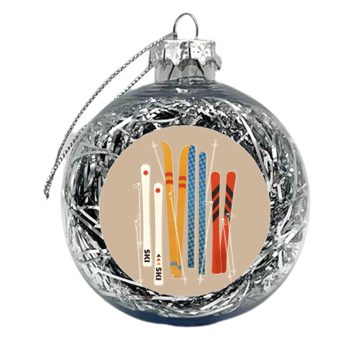 Retro Skis - xmas bauble by Ania Wieclaw