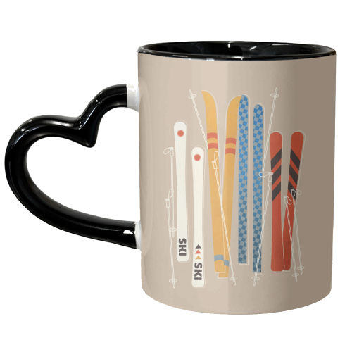 Retro Skis - unique mug by Ania Wieclaw