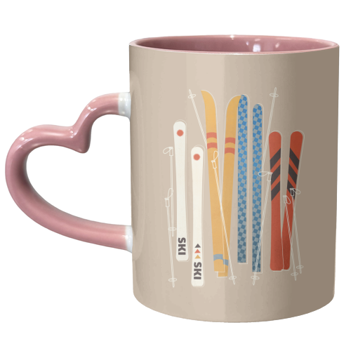 Retro Skis - unique mug by Ania Wieclaw