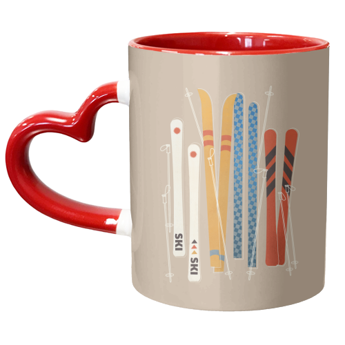 Retro Skis - unique mug by Ania Wieclaw