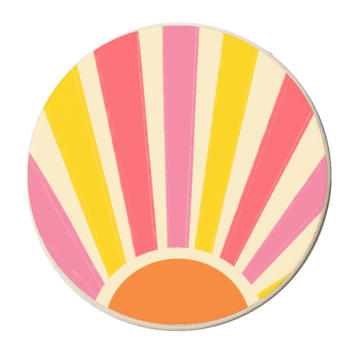 Retro Sun - personalised beer coaster by EZbie