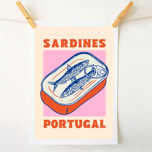Retro Tin Can Sardines – Portugal Food Art - A1 - A4 art print by EZbie