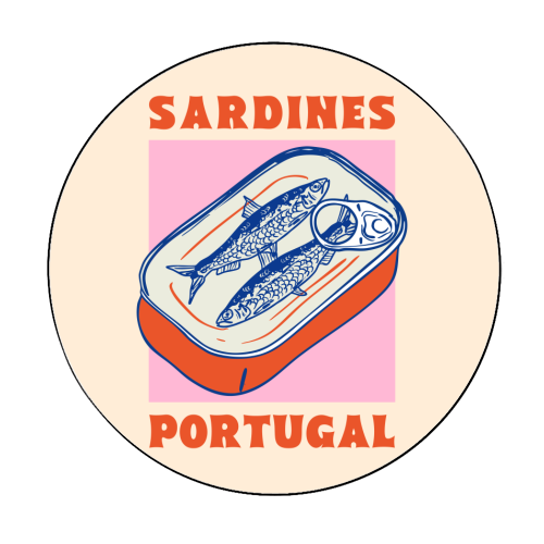 Retro Tin Can Sardines – Portugal Food Art - Circle Sticker by EZbie