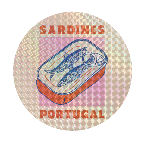 Retro Tin Can Sardines – Portugal Food Art - Circle Sticker by EZbie