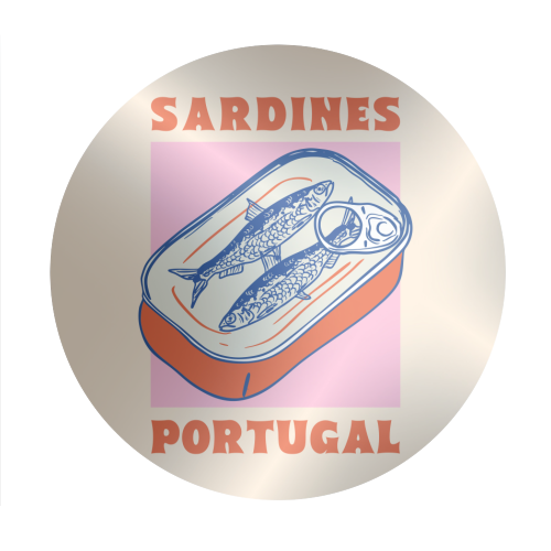 Retro Tin Can Sardines – Portugal Food Art - Circle Sticker by EZbie
