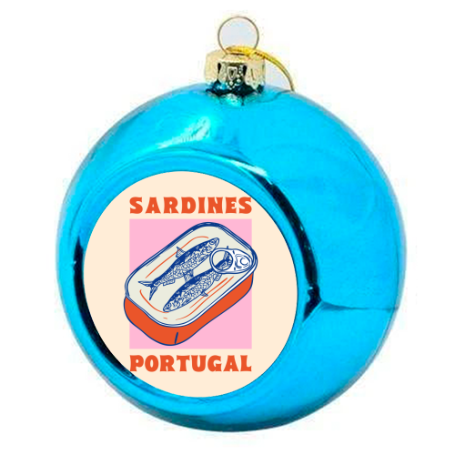Retro Tin Can Sardines – Portugal Food Art - colourful christmas bauble by EZbie