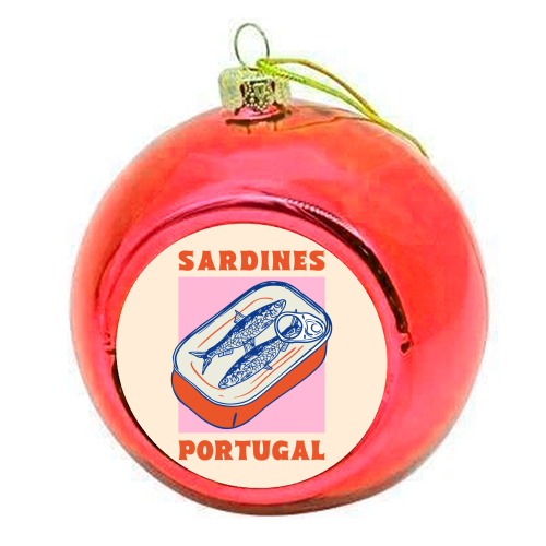 Retro Tin Can Sardines – Portugal Food Art - colourful christmas bauble by EZbie