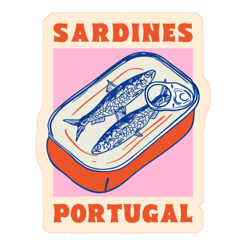Retro Tin Can Sardines – Portugal Food Art - Die Cut Sticker by EZbie