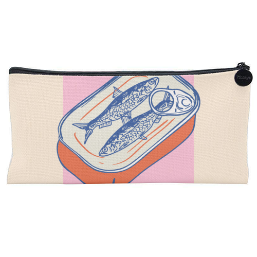 Retro Tin Can Sardines – Portugal Food Art - flat pencil case by EZbie