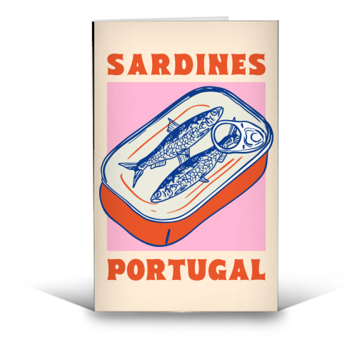 Retro Tin Can Sardines – Portugal Food Art - funny greeting card by EZbie