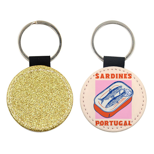 Retro Tin Can Sardines – Portugal Food Art - keyring by EZbie