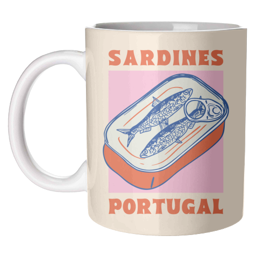 Retro Tin Can Sardines – Portugal Food Art - unique mug by EZbie