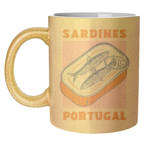 Retro Tin Can Sardines – Portugal Food Art - unique mug by EZbie