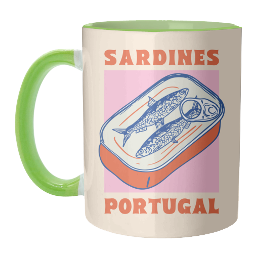 Retro Tin Can Sardines – Portugal Food Art - unique mug by EZbie