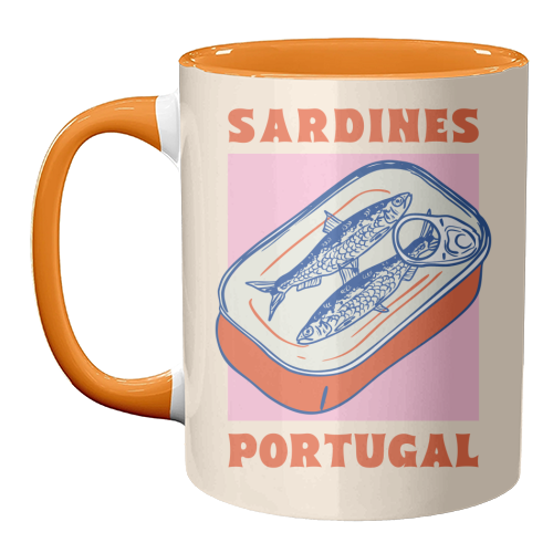 Retro Tin Can Sardines – Portugal Food Art - unique mug by EZbie
