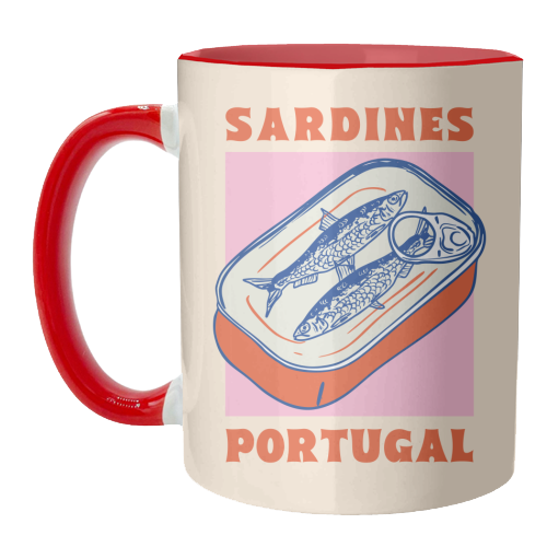 Retro Tin Can Sardines – Portugal Food Art - unique mug by EZbie