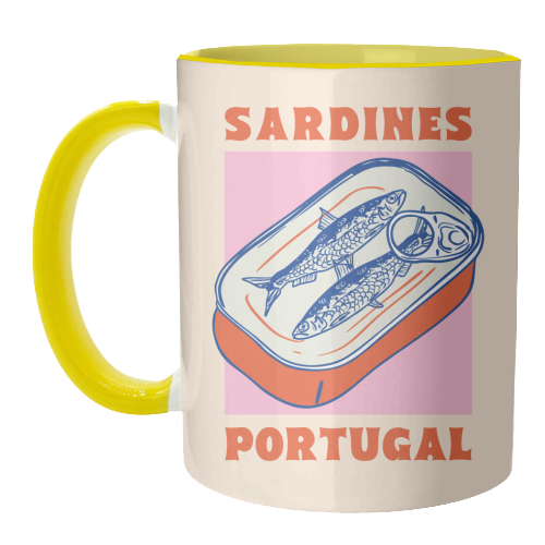 Retro Tin Can Sardines – Portugal Food Art - unique mug by EZbie