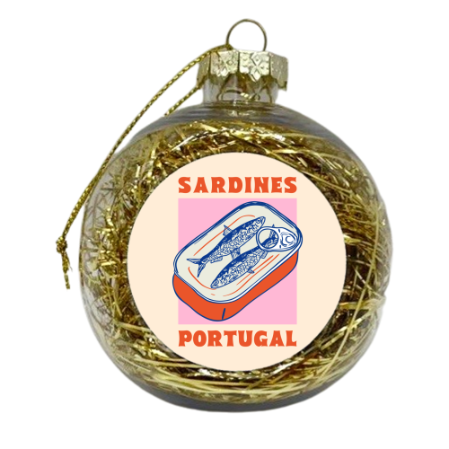 Retro Tin Can Sardines – Portugal Food Art - xmas bauble by EZbie