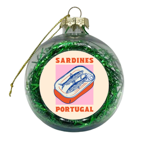 Retro Tin Can Sardines – Portugal Food Art - xmas bauble by EZbie
