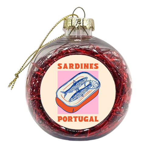 Retro Tin Can Sardines – Portugal Food Art - xmas bauble by EZbie
