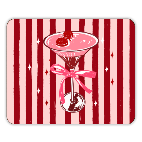 Retro Valentine Striped Cocktail Coquette Illustration - designer placemat by EZbie