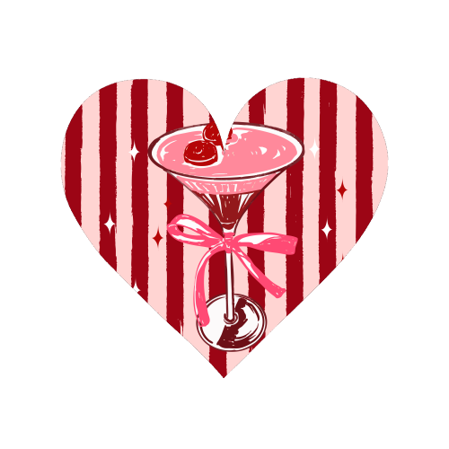 Retro Valentine Striped Cocktail Coquette Illustration - Magnet by EZbie