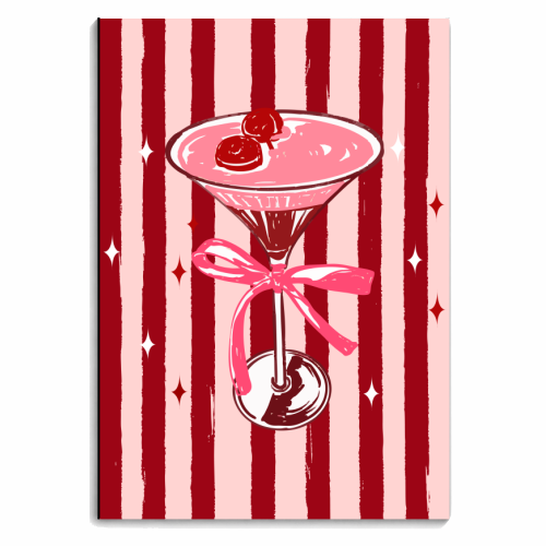 Retro Valentine Striped Cocktail Coquette Illustration - personalised A4, A5, A6 notebook by EZbie