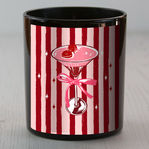 Retro Valentine Striped Cocktail Coquette Illustration - scented candle by EZbie