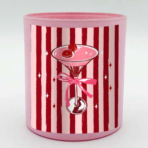 Retro Valentine Striped Cocktail Coquette Illustration - scented candle by EZbie