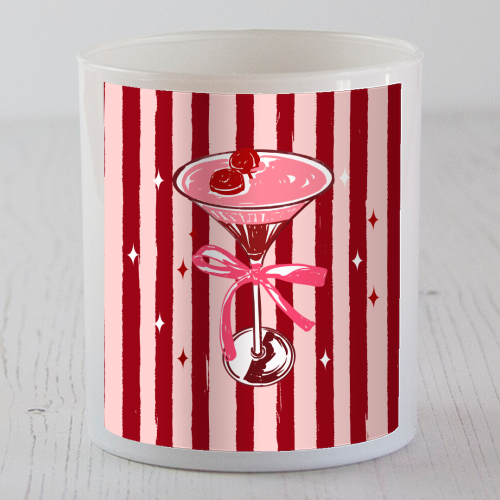 Retro Valentine Striped Cocktail Coquette Illustration - scented candle by EZbie