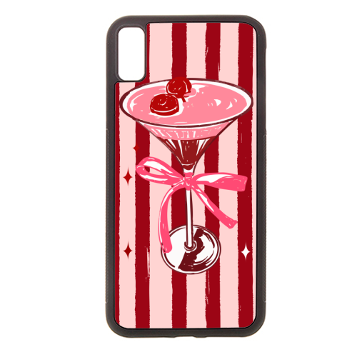 Retro Valentine Striped Cocktail Coquette Illustration - stylish phone case by EZbie