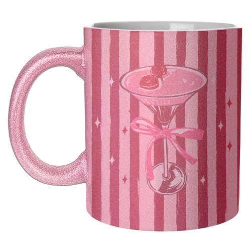 Retro Valentine Striped Cocktail Coquette Illustration - unique mug by EZbie